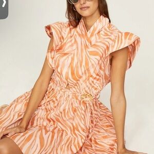 Derek Lam Collective Orange Zebra Cutout Mini Dress from Rent The Runway. Large